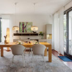 Stylish dining area with modern design furniture